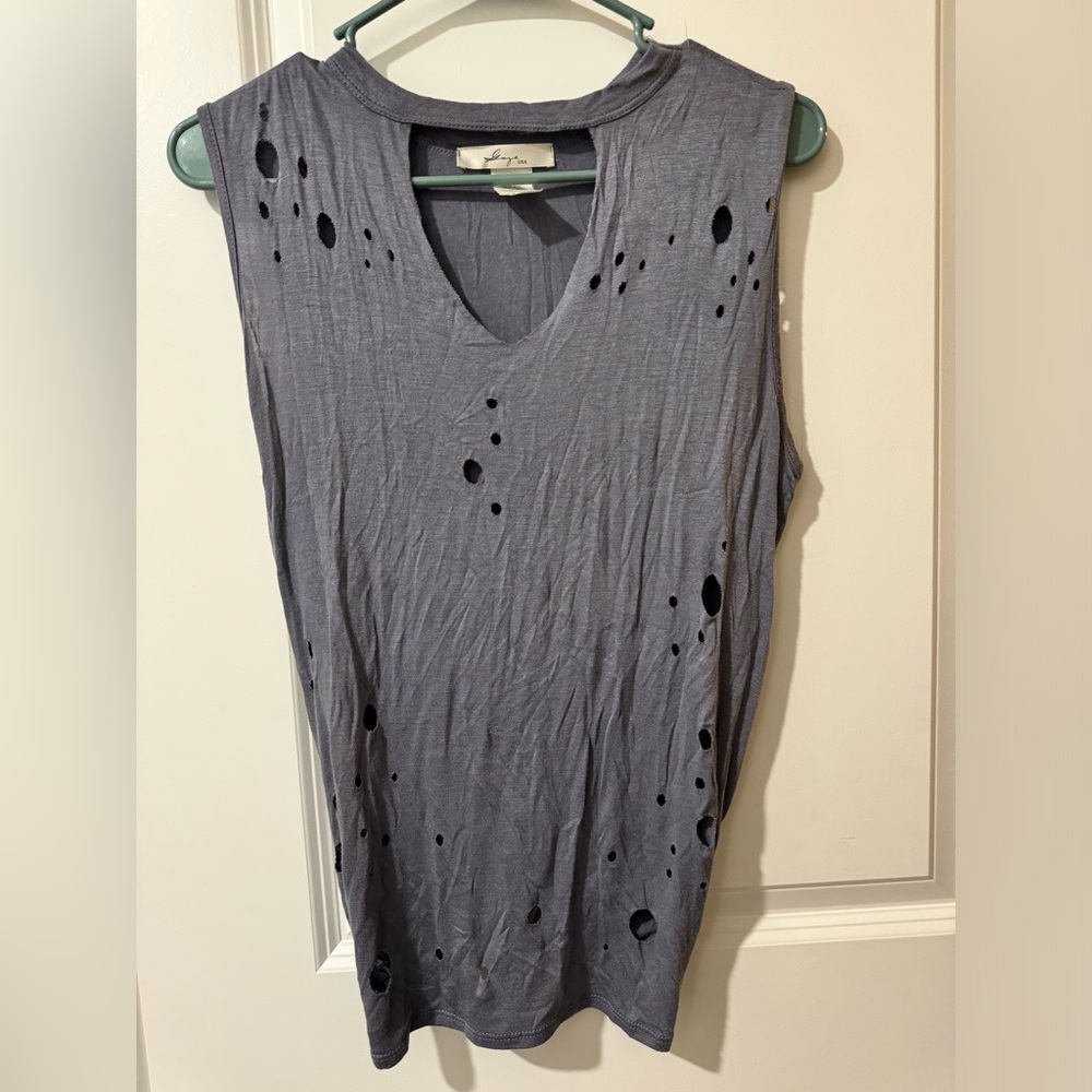 Gaze Gray Cut Out Muscle Tee